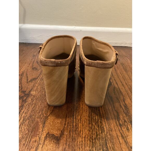 Veronica Beard NEW! Dacey Suede Clogs Platform Go-To Jean Heels Pecan Tan 10 - Picture 9 of 9